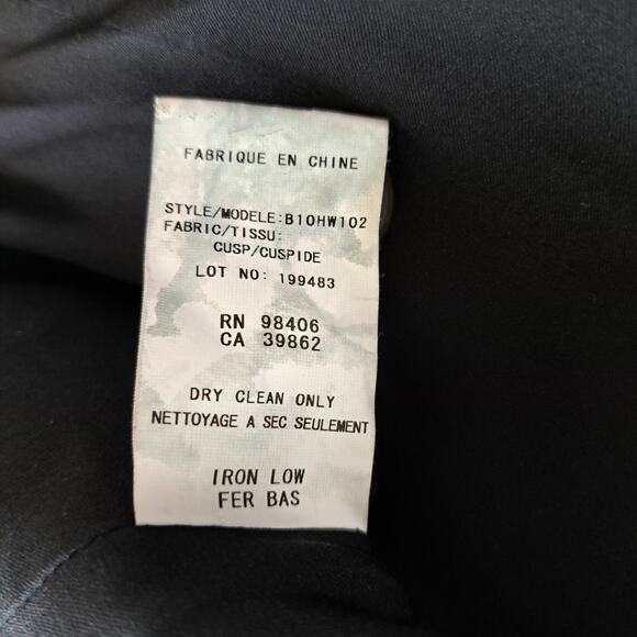 HELMUT LANG Black Leather-trim Wool Blend Crepe Blazer Jacket Size 4 Minimalist - Picture 9 of 9